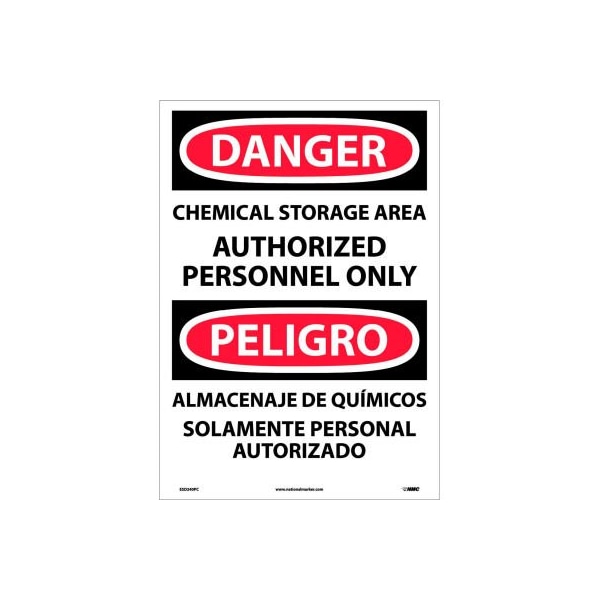 Bilingual Vinyl Sign - Danger Chemical Storage Area Authorized Personnel Only